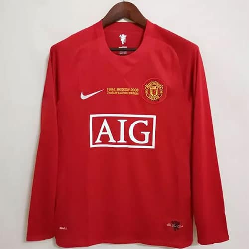 Manchester Red 2008/09 Home Retro Kit Full Sleeves